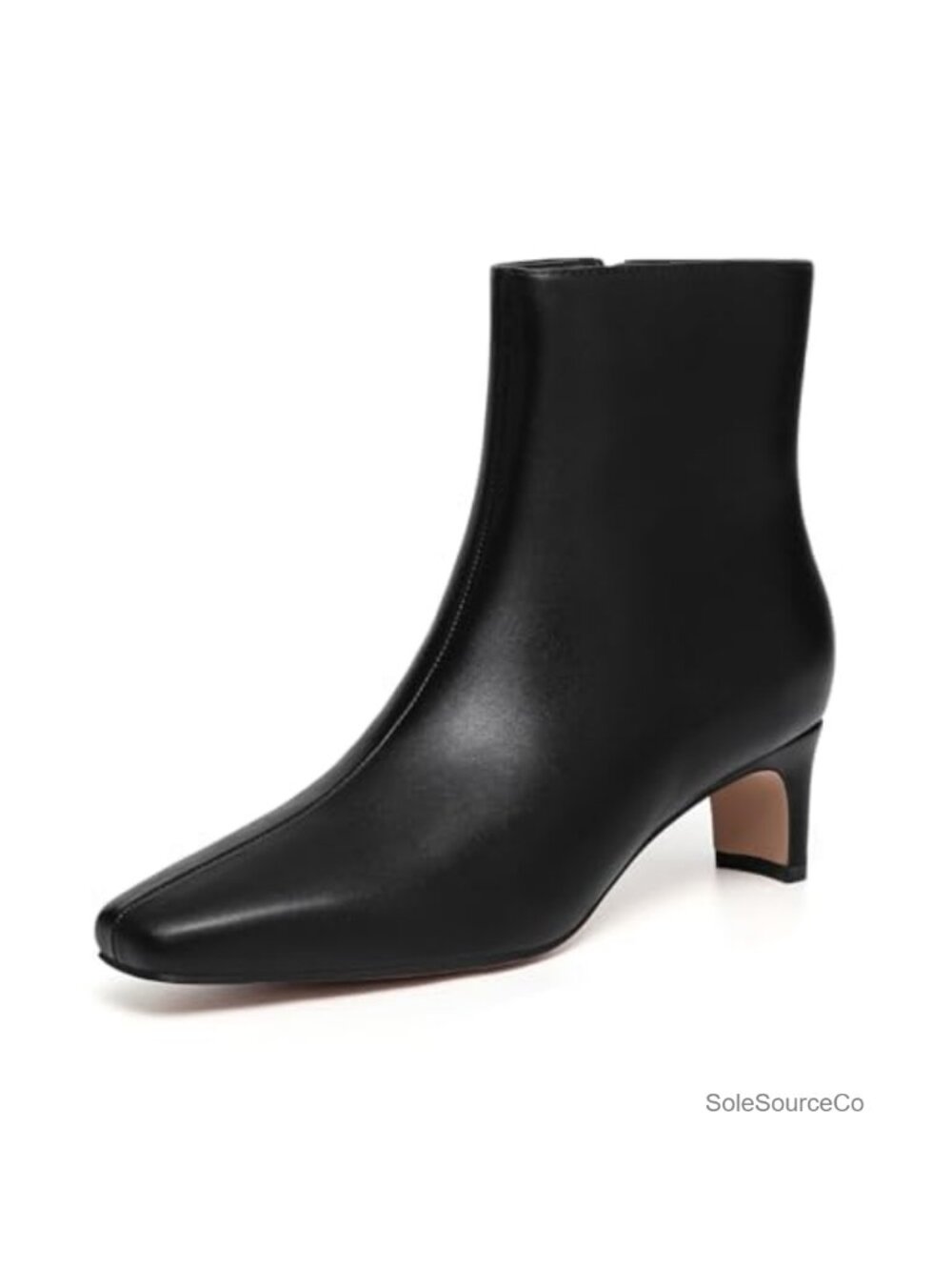 Women's Square Toe Chunky Heel Ankle Boots Faux Leather PU